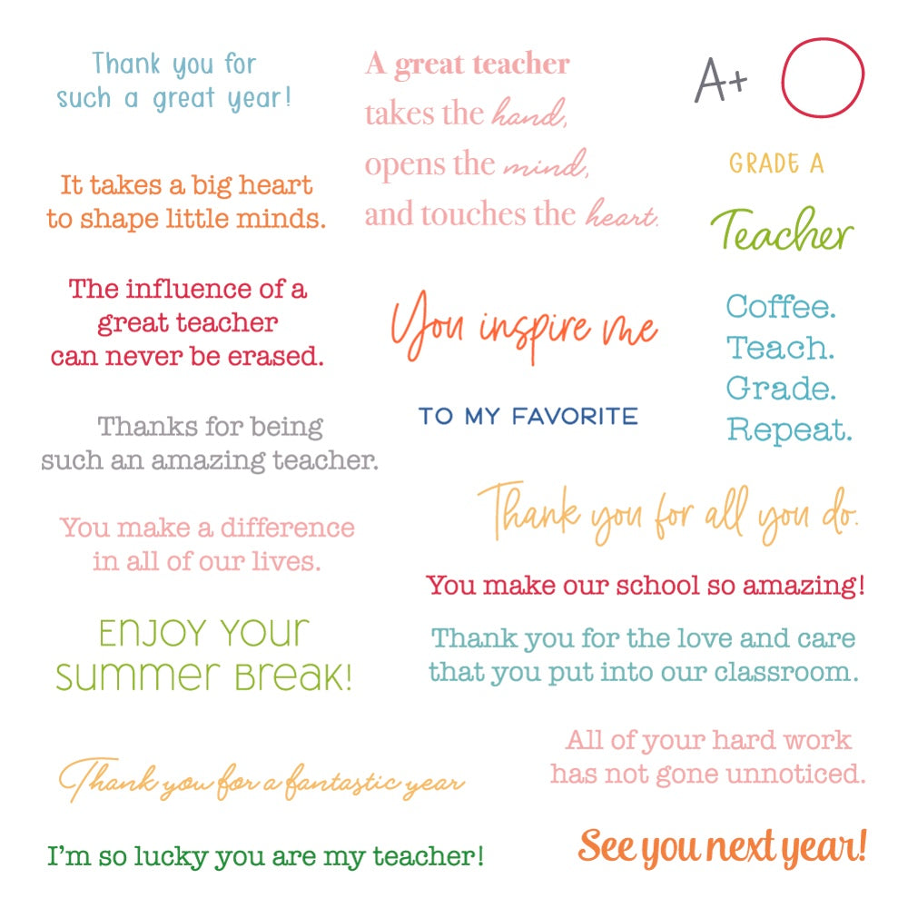 Grade A Teacher - 6x 6 Photopolymer Stamp Set