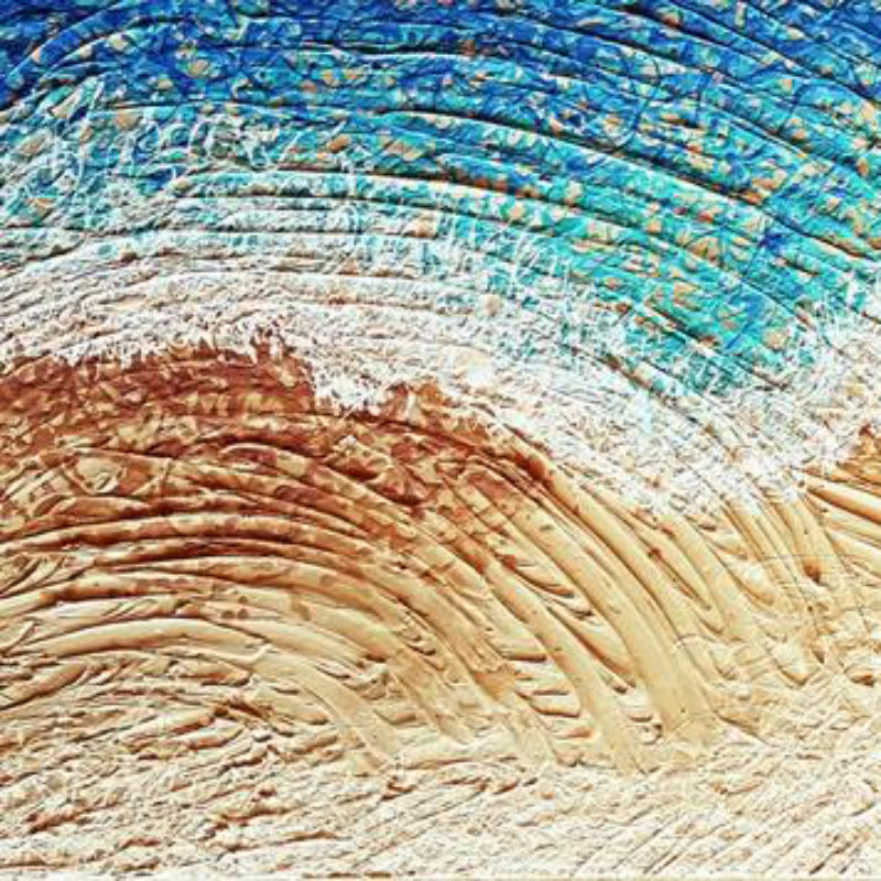Textured surface with wavy patterns in blue, beige, and brown tones