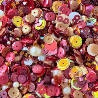 Crimson Leaves -  Treasure Blend Sequin Mix With Flower Charm