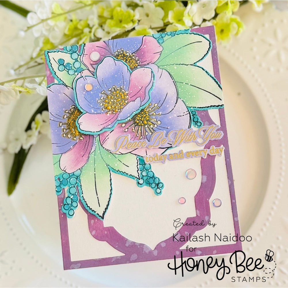Peace Be With You Stamp Set and Honey Cuts - Sample Card by Kailash Naidoo