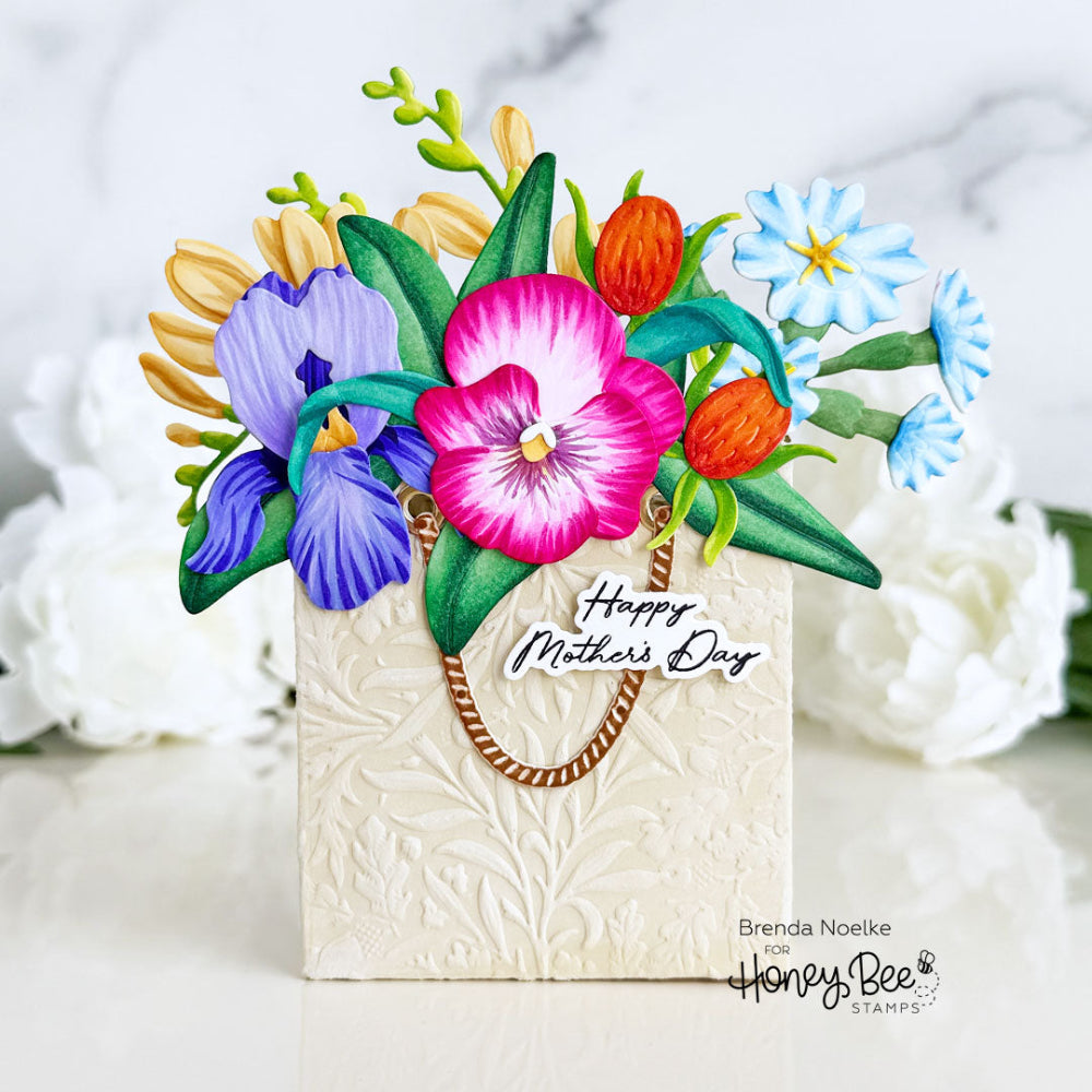 Floral card with colorful flowers and 'Happy Mother's Day' text on a white background