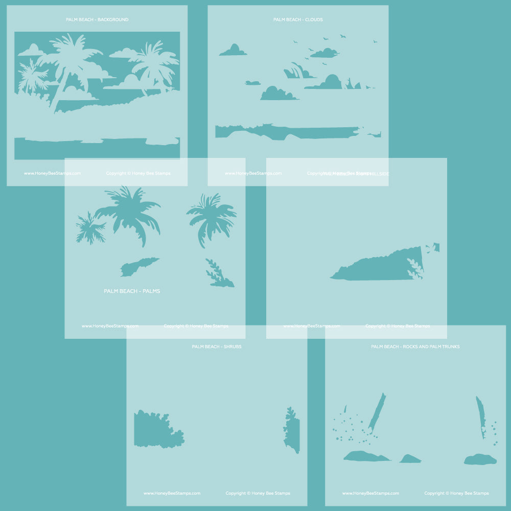 Palm Beach - Set of 6 Coordinating 6x6" Stencils