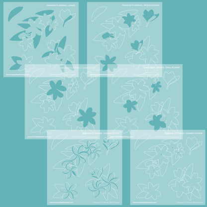 Paradise Plumeria - Set of 6 Coordinating 6x6" Stencils