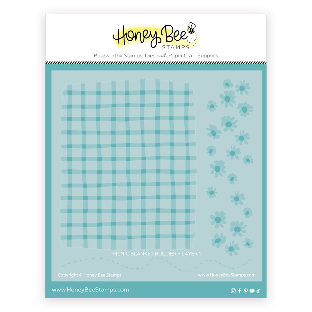 Honey Bee Stamps stamp pad with grid pattern and flower designs on a white background