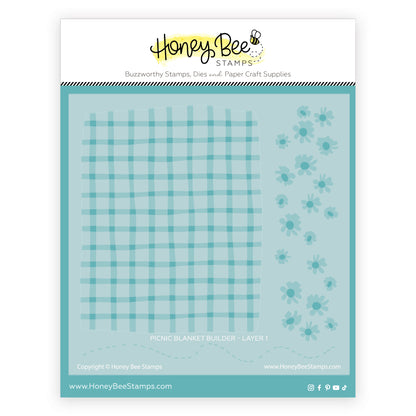 Honey Bee Stamps stamp pad with grid pattern and flower designs on a white background