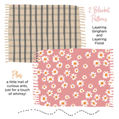 Picnic Blanket Builder - 6"x6" Stencil Set of 2 Coordinating Stencils