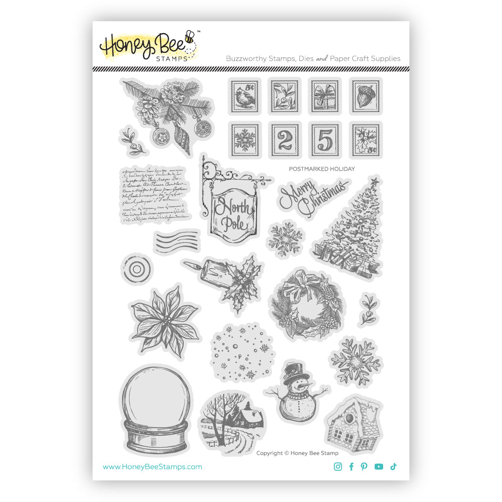 Postmarked: Holiday - Rubber Cling Stamp Set