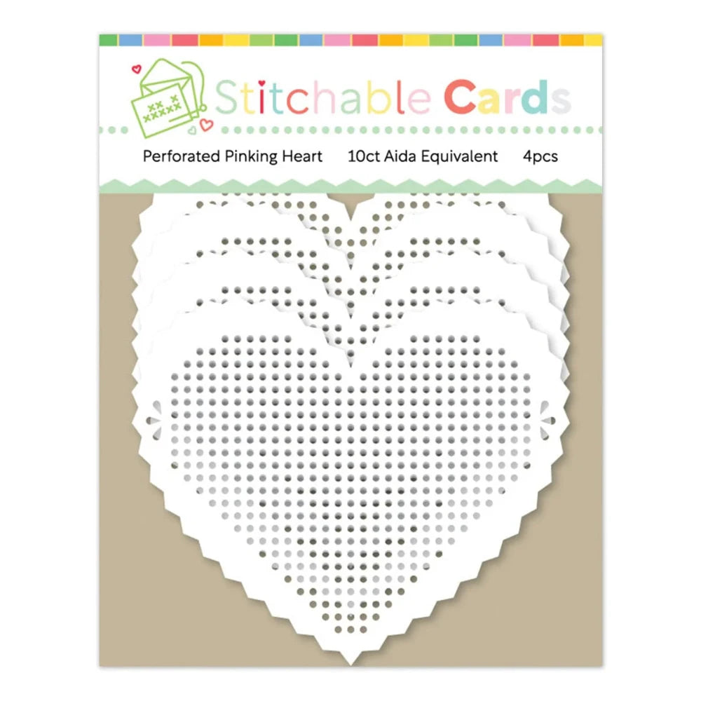 Waffle Flower Stitchable Cards - Perforated Pinking Heart