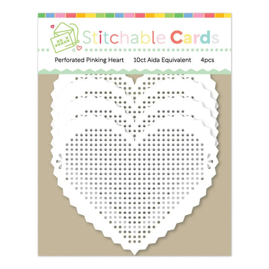 Waffle Flower Stitchable Cards - Perforated Pinking Heart