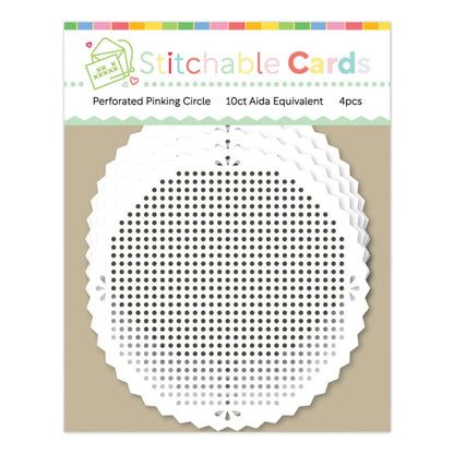 Waffle Flower Stitchable Cards - Perforated Pinking Circle