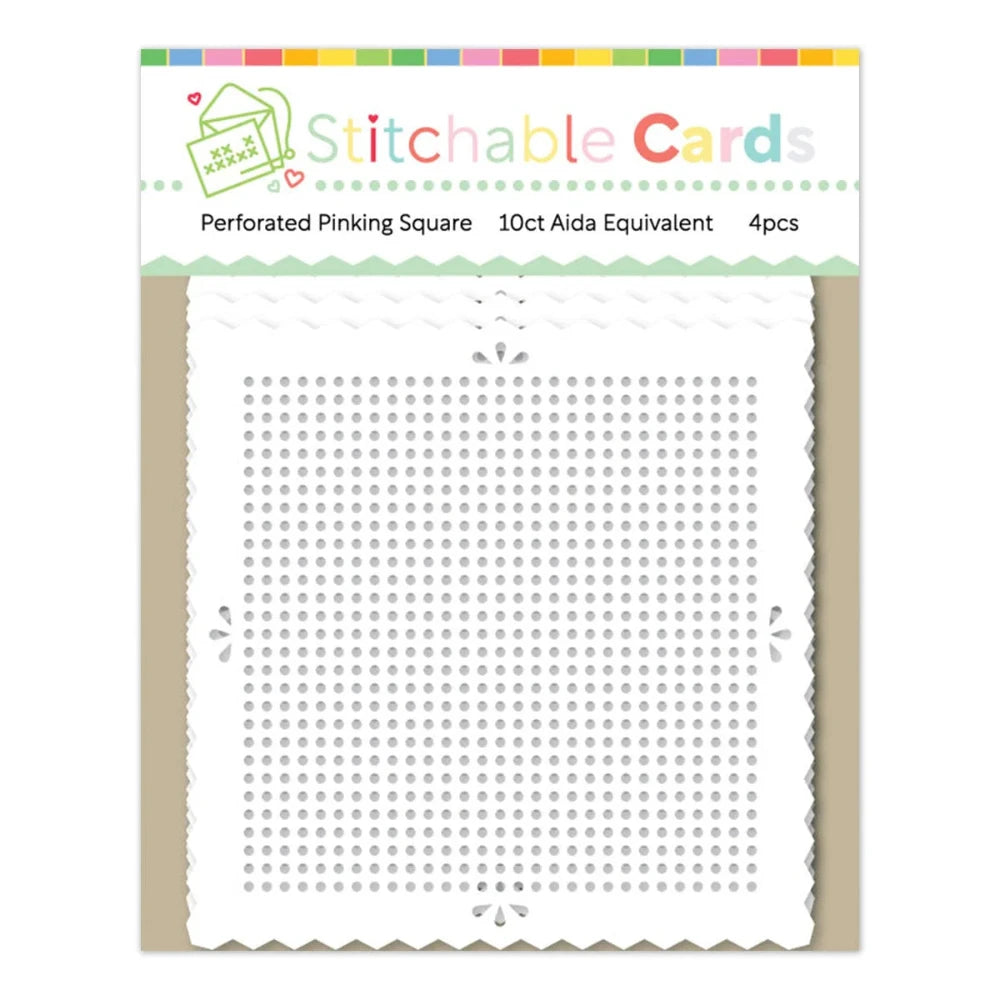 Waffle Flower Stitchable Cards - Perforated Pinking Square