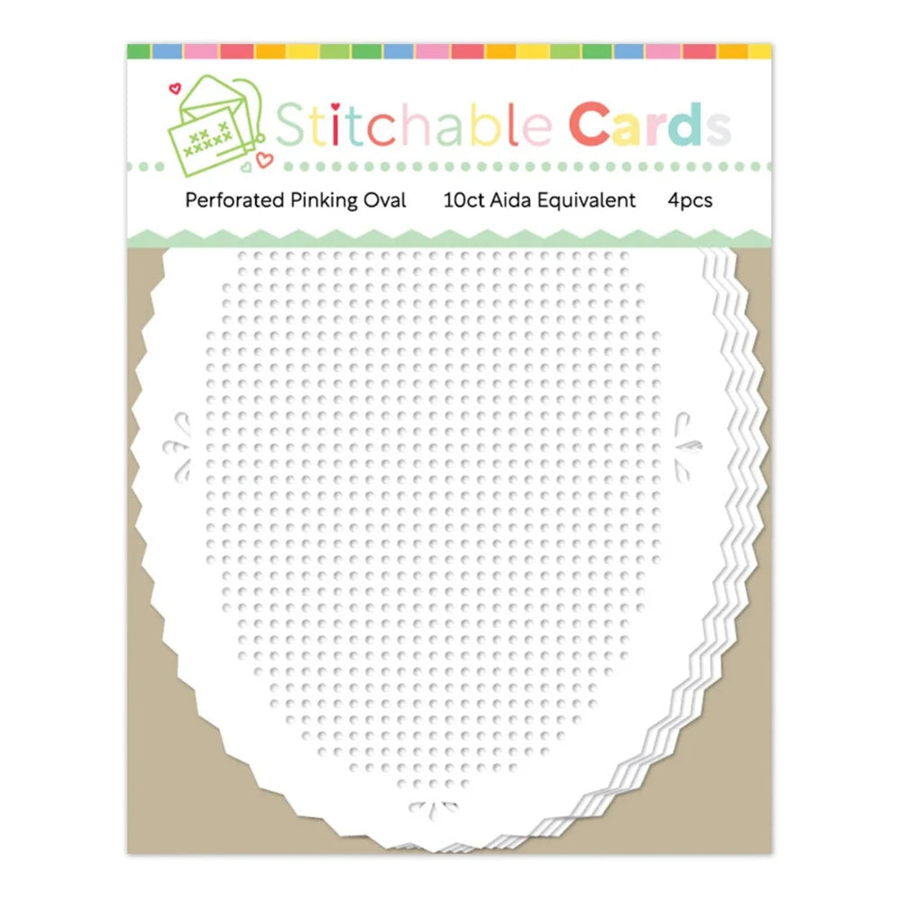 Waffle Flower Stitchable Cards - Perforated Pinking Oval