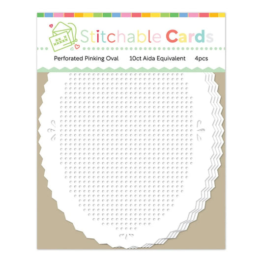 Waffle Flower Stitchable Cards - Perforated Pinking Oval