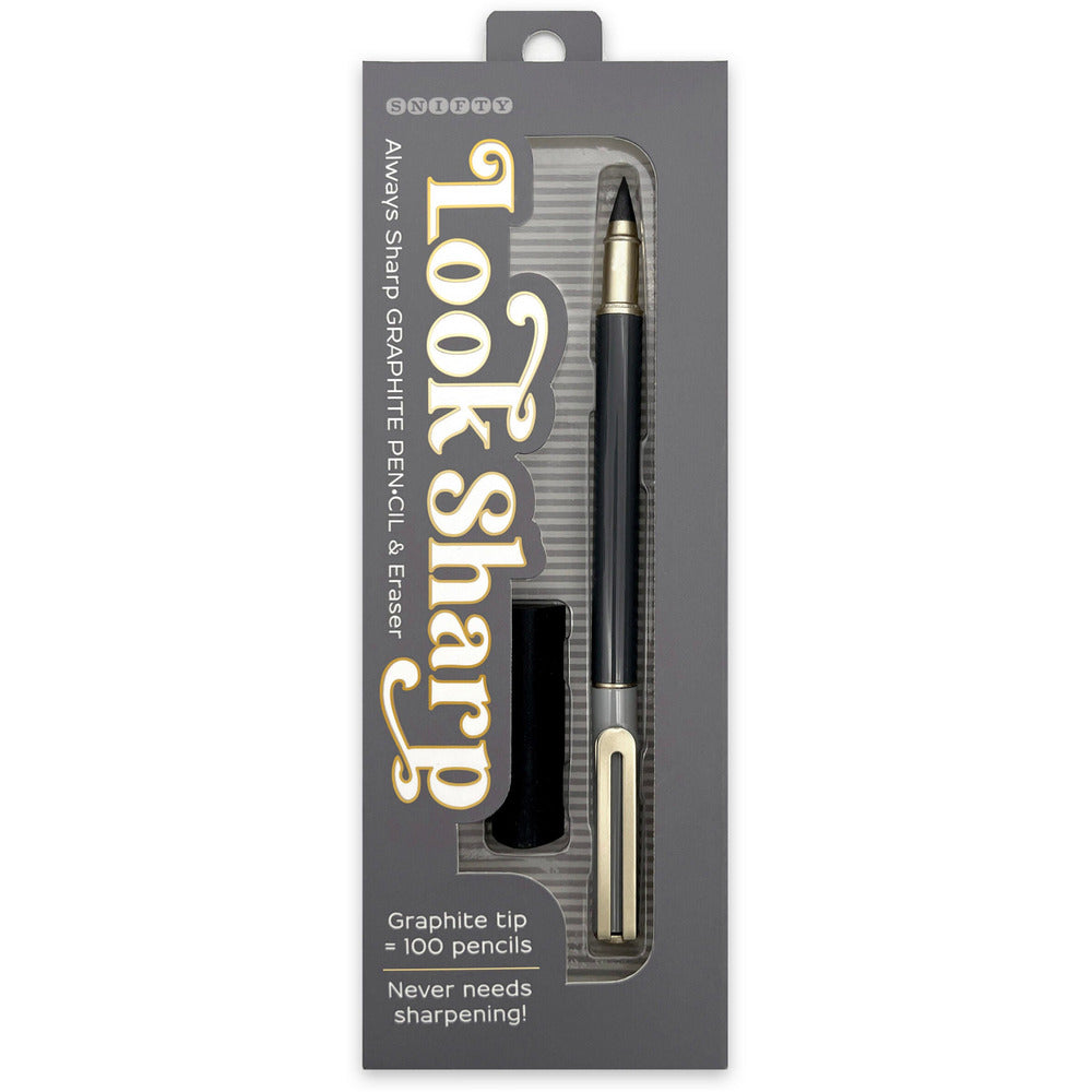 Look Sharp Metal Pencil With Eraser - Gray