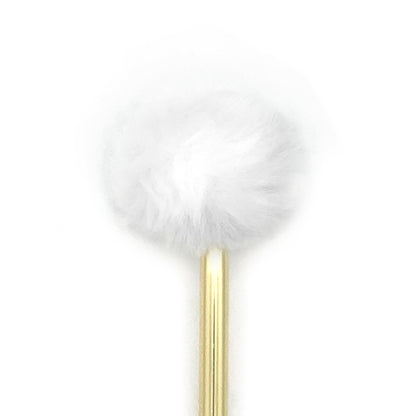 White Pom Pom Metal Gold Pen - Clearance