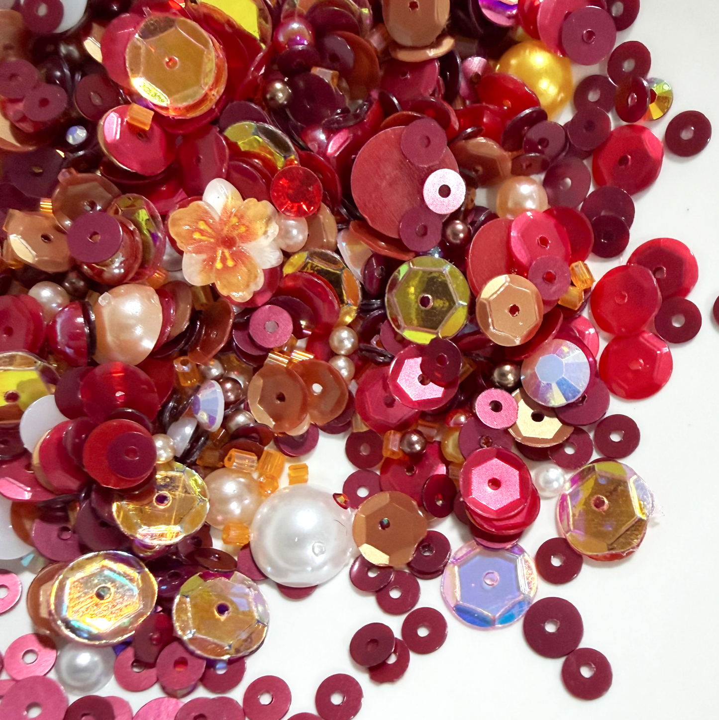 Crimson Leaves -  Treasure Blend Sequin Mix With Flower Charm