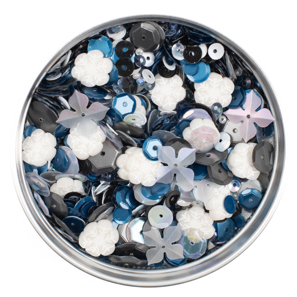 T'was The Night - Blue, Silver, White Sequin Mix with Clay Snowflakes