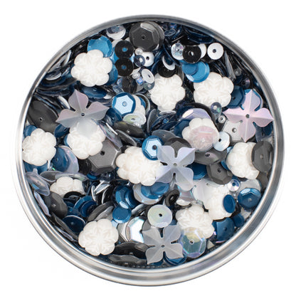 T'was The Night - Blue, Silver, White Sequin Mix with Clay Snowflakes