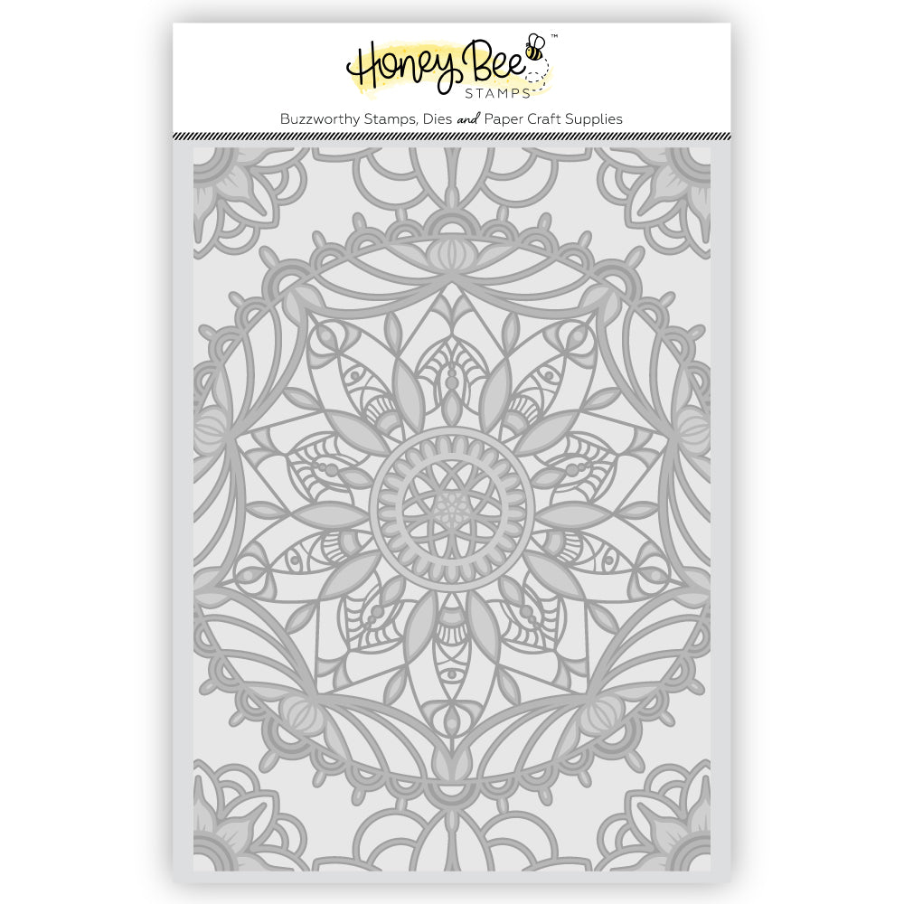 Honey Bee Stamps clear stamp with intricate mandala design on a white background
