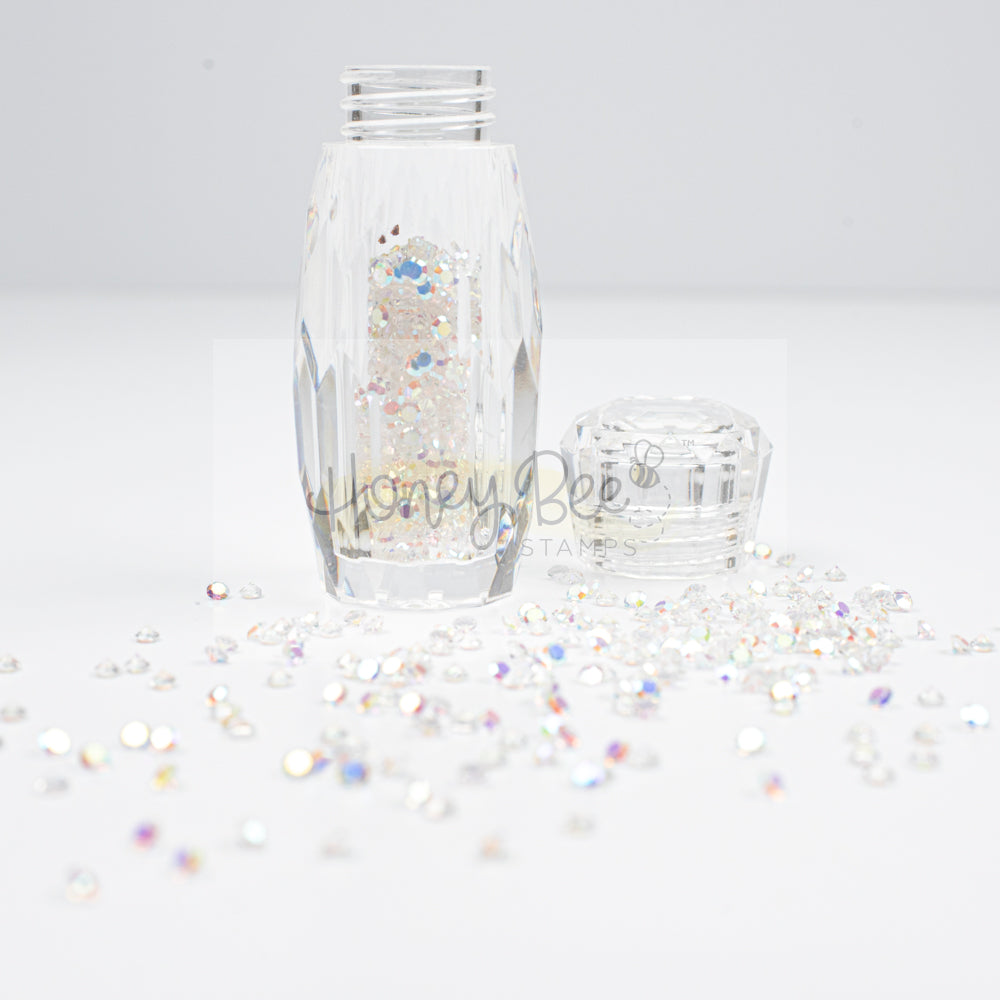 Tiny Diamonds - 2.3mm Crystal AB Rhinestones In Beautiful Faceted Jar