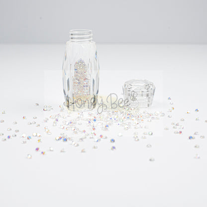 Tiny Diamonds - 2.3mm Crystal AB Rhinestones In Beautiful Faceted Jar