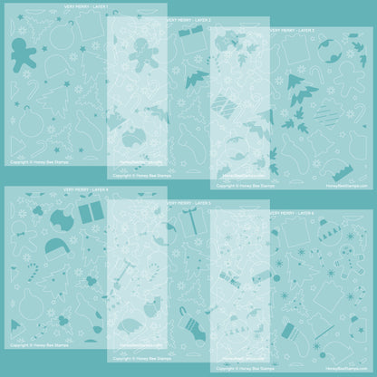 Very Merry - 6"x6" Stencil Set of 6 Layering Stencils