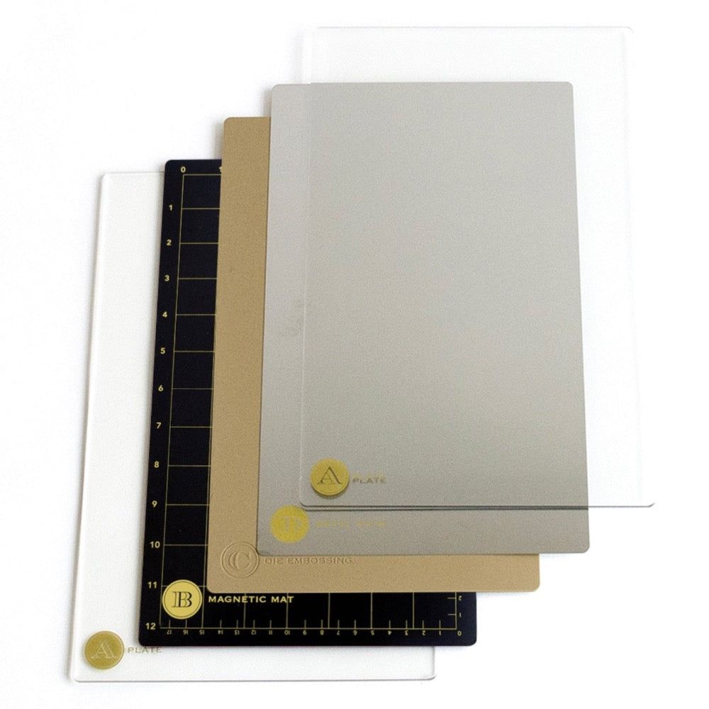 Anna Griffin Empress Large Full Plate Set - 8.625" x 13.5" Metal Shim, Magnetic Mat, Embossing Mat, and Cutting Plates - Honey Bee Stamps