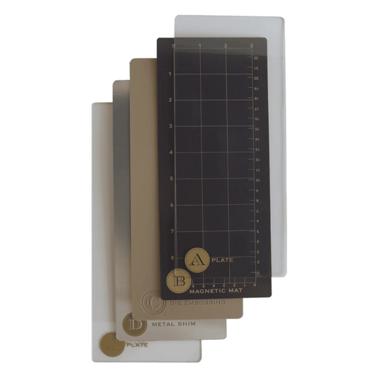 Anna Griffin Empress Mini Extra Long Full Plate Set - 4.25" x 10" Magnetic, Metal Shim, Embossing Mat & Plates - Honey Bee Stamps