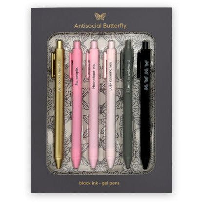 Antisocial Butterfly - Quotable Black Gel Pen Set - Honey Bee Stamps