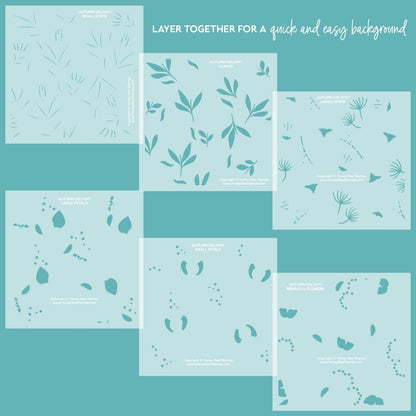 Autumn Delight - Set Of 6 Background 6x6" Stencils - Honey Bee Stamps