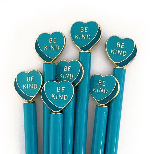 Be Kind Teal Blue Heart Pen - Honey Bee Stamps