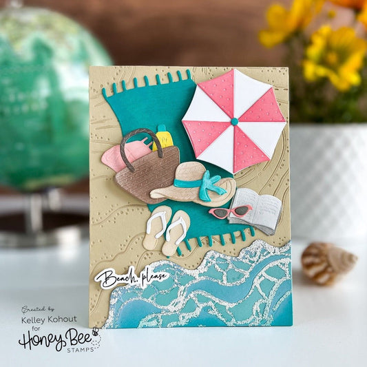 Beach Break - Set of 2 - 6"x6" Coordinating Stencils - Honey Bee Stamps