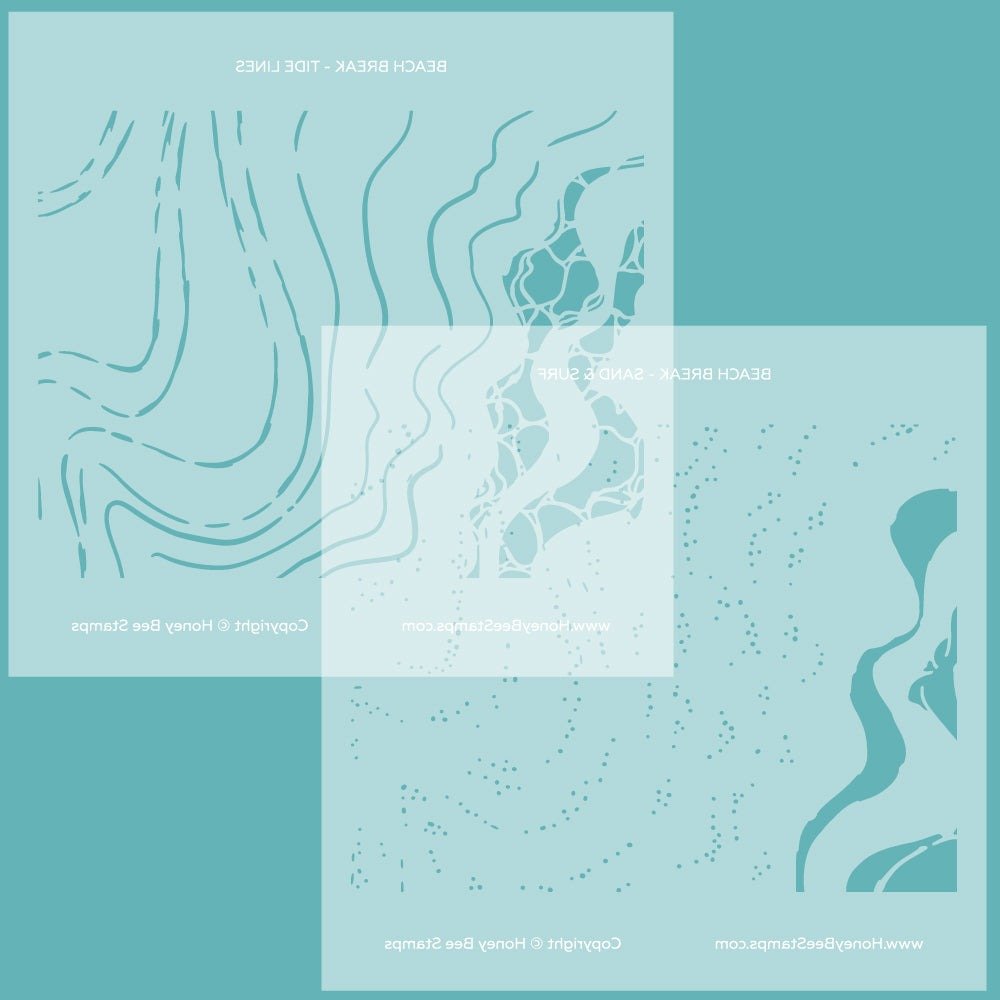 Beach Break - Set of 2 - 6"x6" Coordinating Stencils - Honey Bee Stamps