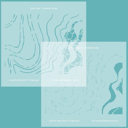 Beach Break - Set of 2 - 6"x6" Coordinating Stencils - Honey Bee Stamps