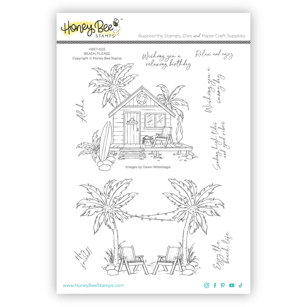 Beach Please - 6x8 Photopolymer Stamp Set - Honey Bee Stamps