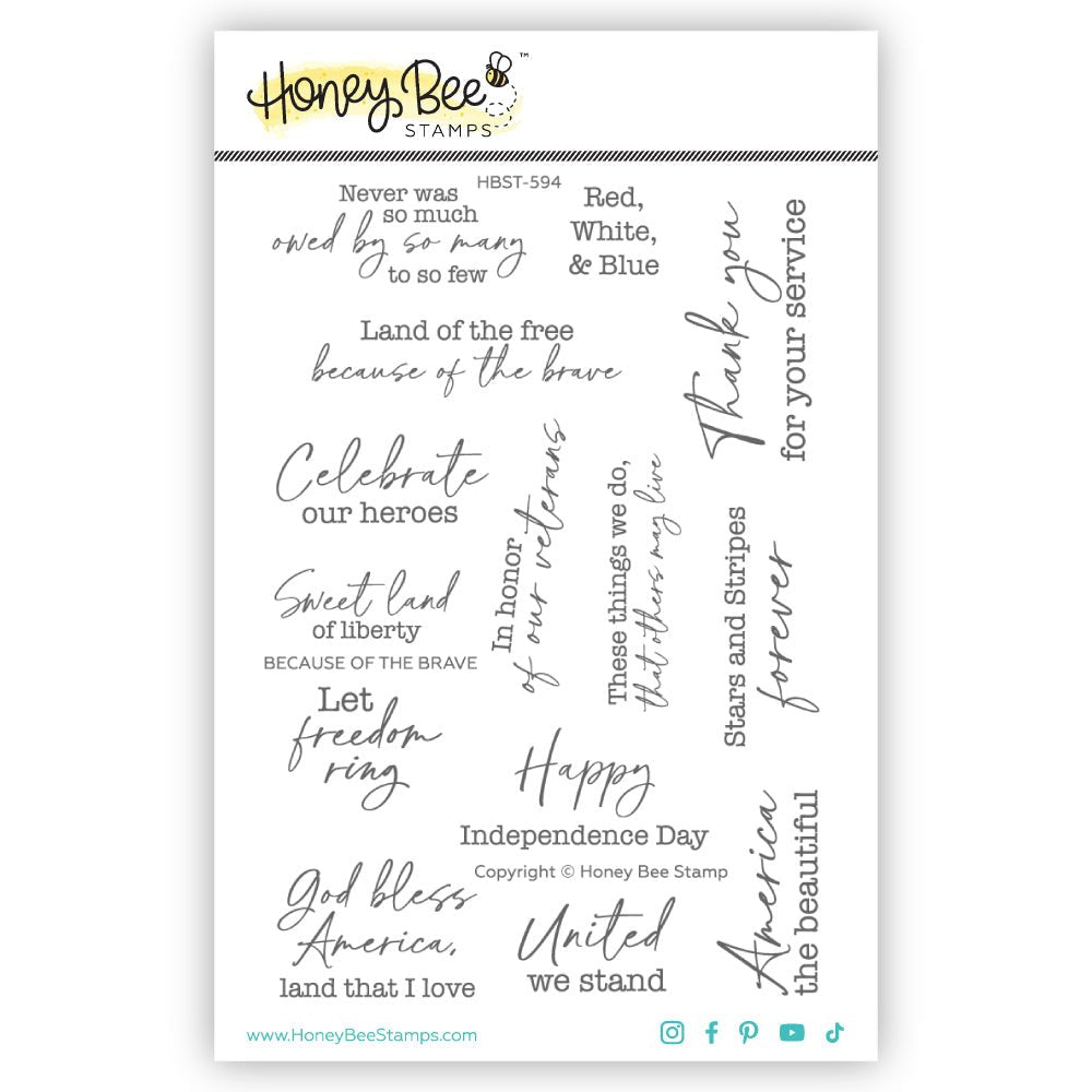 Because Of The Brave - 4x6 Photopolymer Stamp Set - Honey Bee Stamps