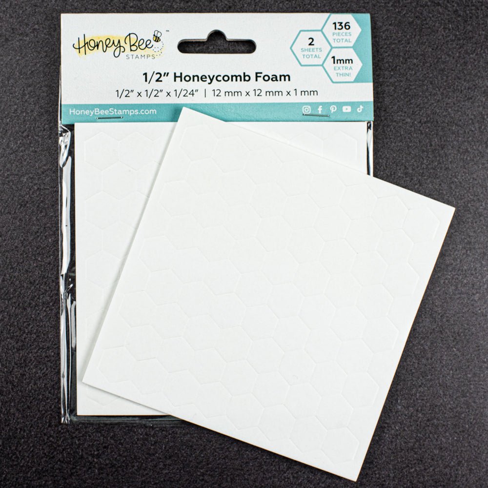 Bee Creative 1/2" White Honeycomb Foam - 136 Ultra Thin Hexagon Foam Dots | Double - Sided Adhesive | 1mm Thick - Honey Bee Stamps
