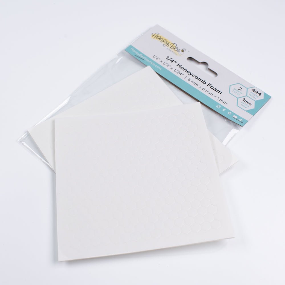 Bee Creative 1/4" White Honeycomb Foam - 494 Ultra Thin Hexagon Foam Dots | Double - Sided Adhesive | 1mm Thick - Honey Bee Stamps