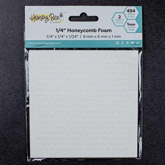 Bee Creative 1/4" White Honeycomb Foam - 494 Ultra Thin Hexagon Foam Dots | Double - Sided Adhesive | 1mm Thick - Honey Bee Stamps