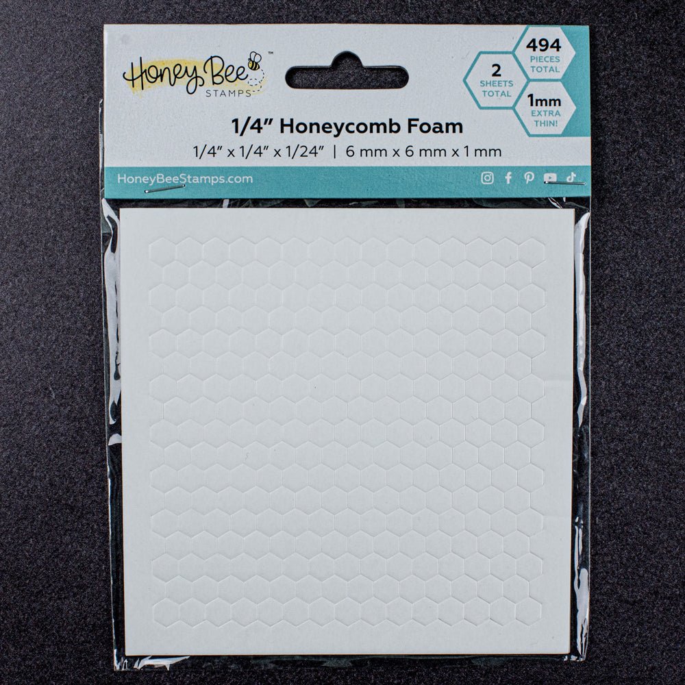 Bee Creative 1/4" White Honeycomb Foam - 494 Ultra Thin Hexagon Foam Dots | Double - Sided Adhesive | 1mm Thick - Honey Bee Stamps