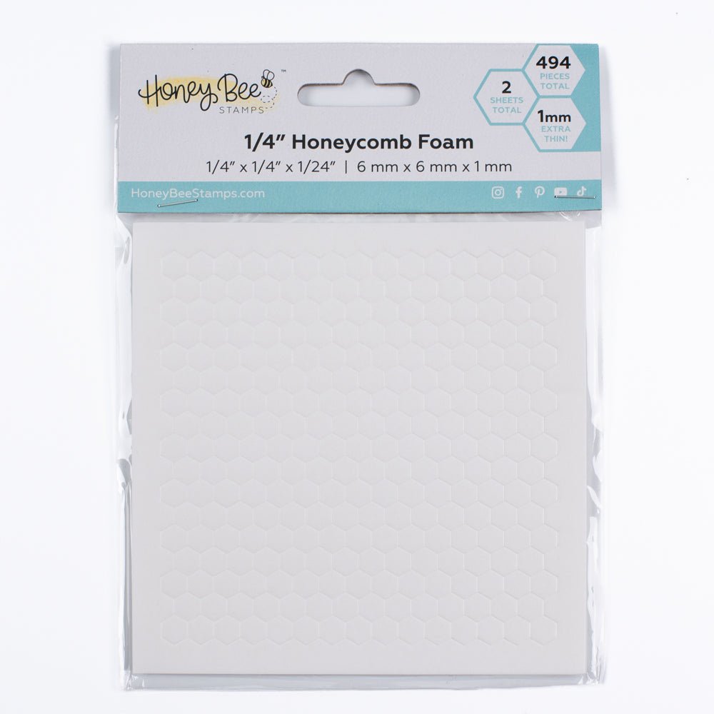 Bee Creative 1/4" White Honeycomb Foam - 494 Ultra Thin Hexagon Foam Dots | Double - Sided Adhesive | 1mm Thick - Honey Bee Stamps