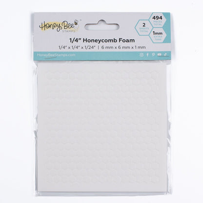 Bee Creative 1/4" White Honeycomb Foam - 494 Ultra Thin Hexagon Foam Dots | Double - Sided Adhesive | 1mm Thick - Honey Bee Stamps