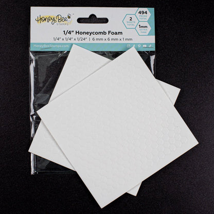 Bee Creative 1/4" White Honeycomb Foam - 494 Ultra Thin Hexagon Foam Dots | Double - Sided Adhesive | 1mm Thick - Honey Bee Stamps