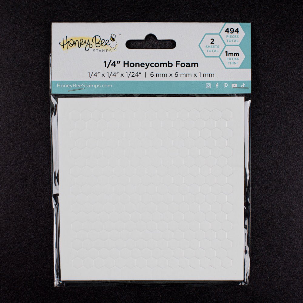 Bee Creative 1/4" White Honeycomb Foam - 494 Ultra Thin Hexagon Foam Dots | Double - Sided Adhesive | 1mm Thick - Honey Bee Stamps