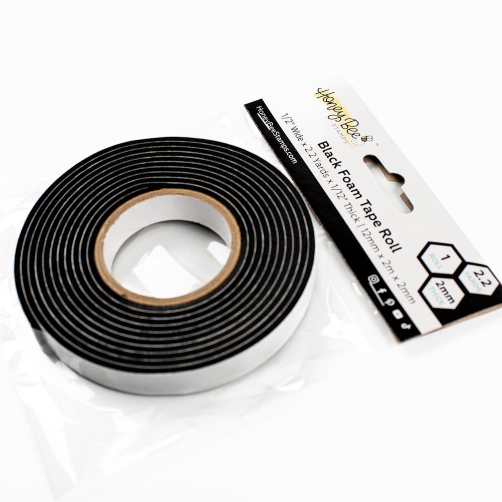 Bee Creative Foam Tape Roll – Black Double - Sided Adhesive | 1/2" x 2.2 Yards | 2mm Thick - Honey Bee Stamps