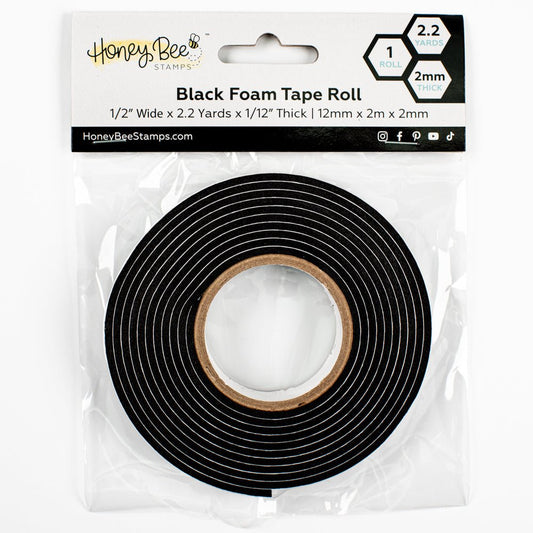 Bee Creative Foam Tape Roll – Black Double - Sided Adhesive | 1/2" x 2.2 Yards | 2mm Thick - Honey Bee Stamps
