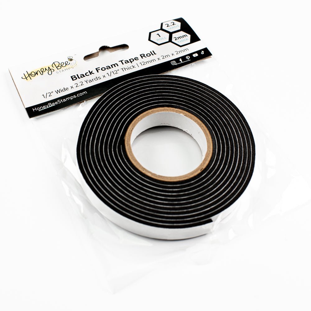 Bee Creative Foam Tape Roll – Black Double - Sided Adhesive | 1/2" x 2.2 Yards | 2mm Thick - Honey Bee Stamps