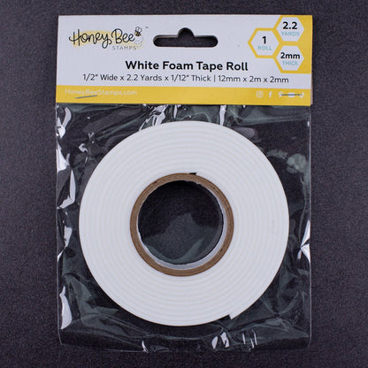 Bee Creative Foam Tape Roll – White Double - Sided Adhesive | 1/2" x 2.2 Yards | 2mm Thick - Honey Bee Stamps
