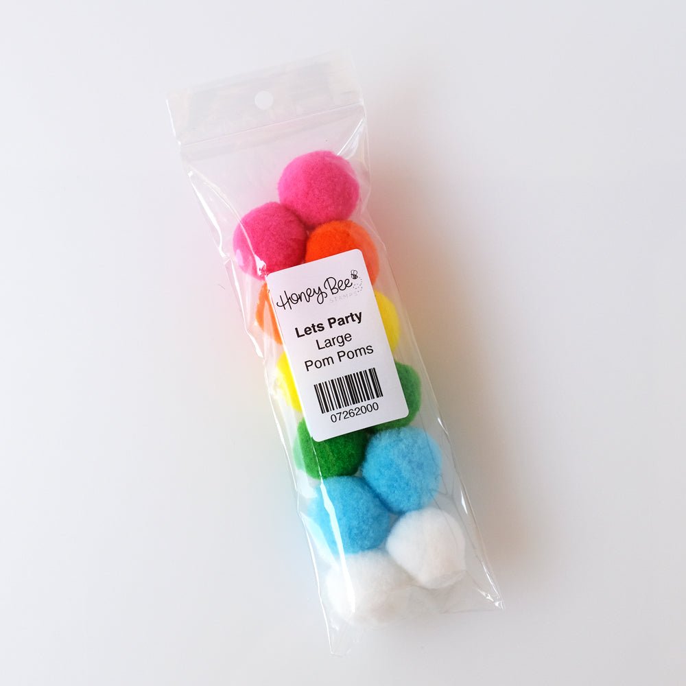Bee Creative Large 1" Pom Poms 12 pk - Let's Party - Retiring - Honey Bee Stamps
