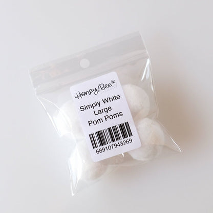 Bee Creative Large 1" Pom Poms 5 pk - Simply White - Retiring - Honey Bee Stamps